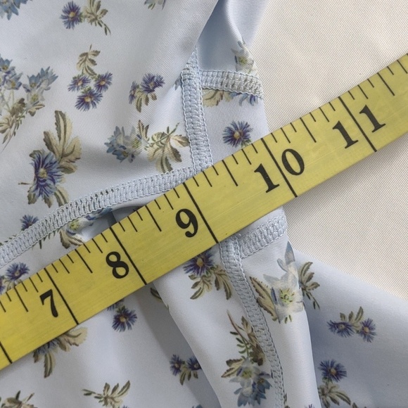 Sage blue and white flowered bike shorts, size XS, Like New - Picture 7 of 8